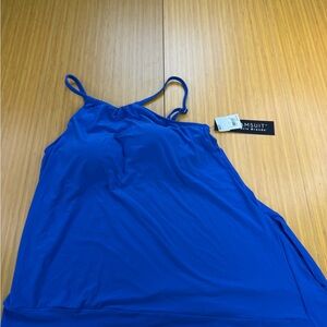NWT DREAMSUIT BY MIRACLE BRANDS TANKINI SWIM TOP SWIMSUIT Navy Blue SIZE 10